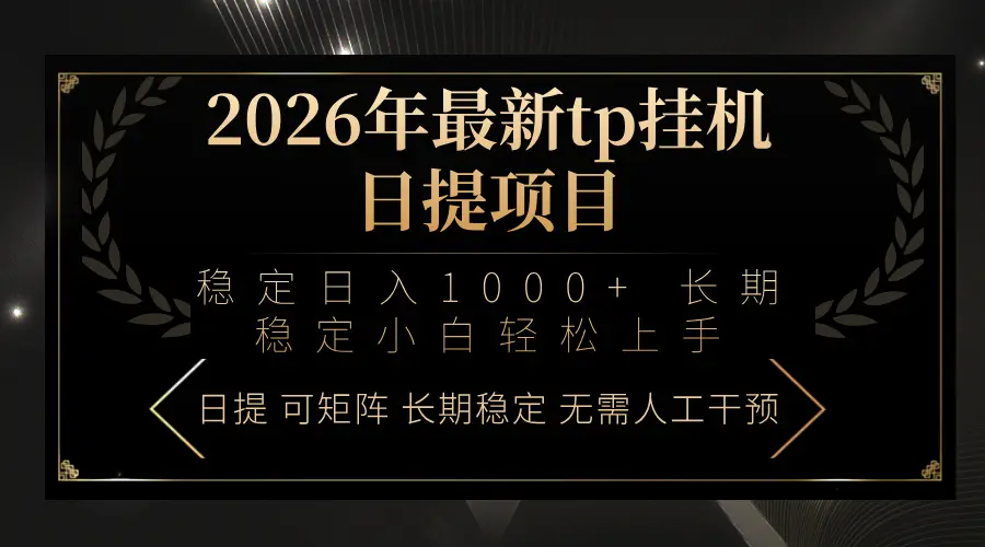2026年最新tp挂机日提项目:稳定日入1000+小白轻松上手-云峰项目库