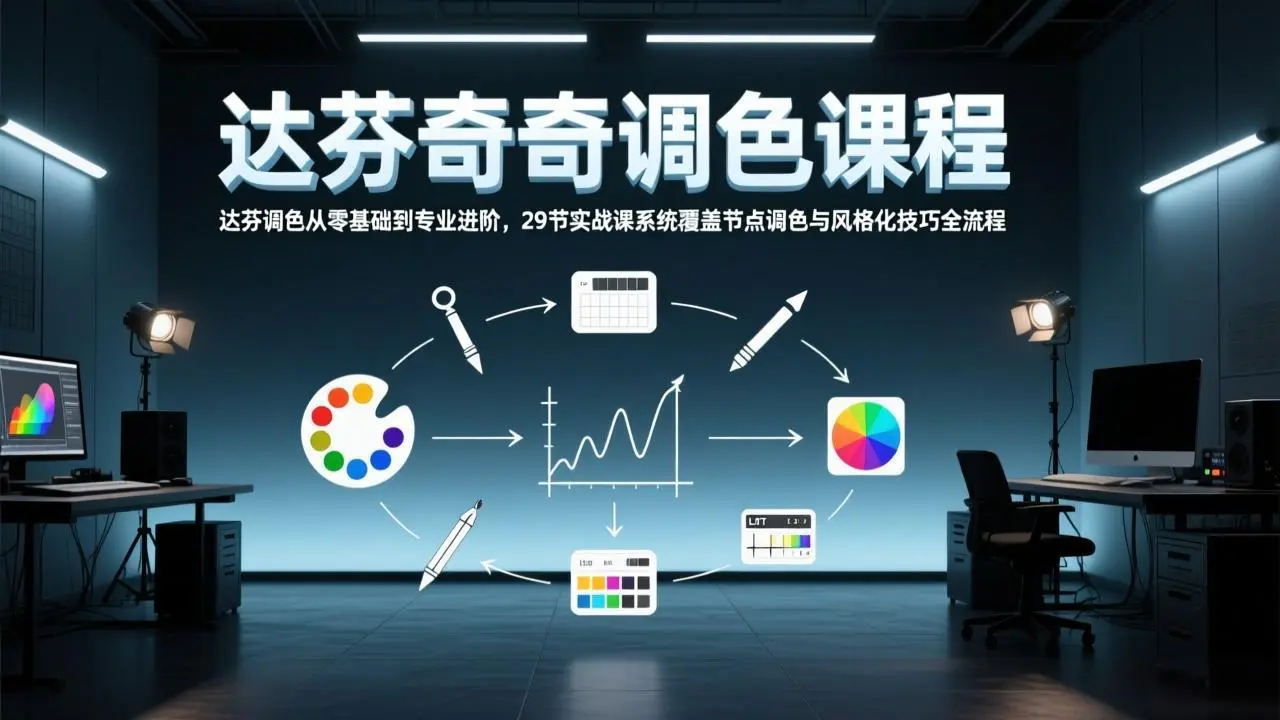 达芬奇调色从零基础到专业进阶，29节实战课系统覆盖节点调色与风格化技巧全流程-云峰项目库