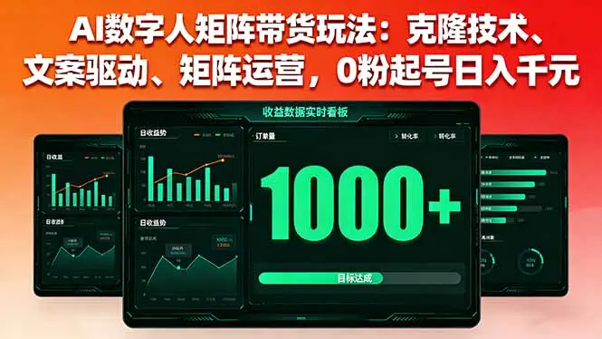 AI数字人矩阵带货玩法:克隆技术、文案驱动、矩阵运营,0粉起号日入千元-云峰项目库
