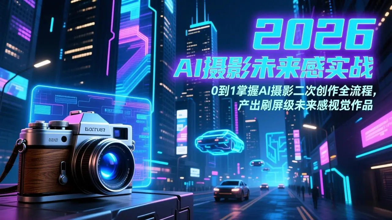 2026 AI摄影未来感实战:0到1掌握AI摄影二次创作全流程,产出刷屏级未来感视觉作品-云峰项目库
