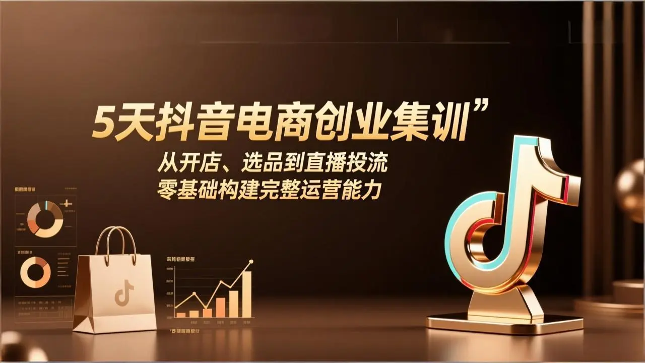5天抖音电商创业集训：从开店、选品到直播投流，零基础构建完整运营能力-云峰项目库