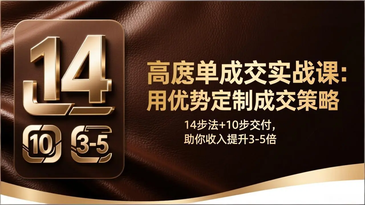 高客单成交实战课：用优势定制成交策略，14步法+10步交付，助你收入提升3-5倍-云峰项目库