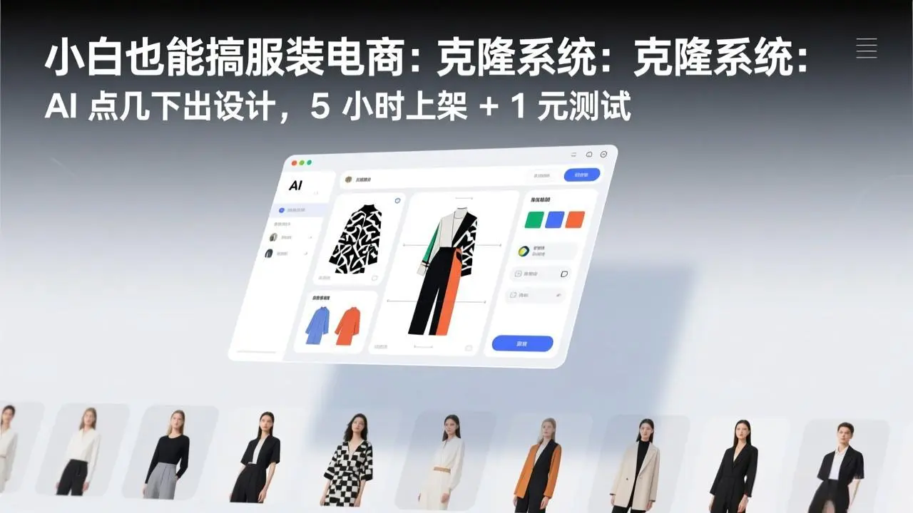 小白也能搞服装电商：克隆系统：AI 点几下出设计，5 小时上架 + 1 元测试-云峰项目库