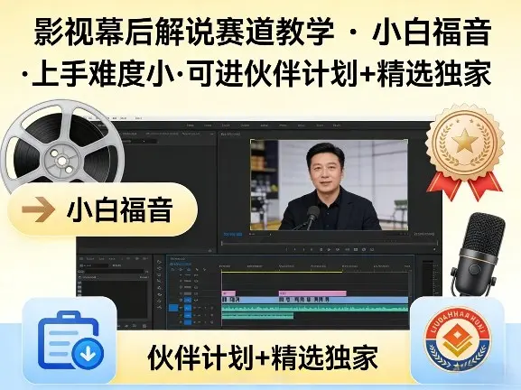 某大佬的影视幕后解说赛道教学，小白福音，上手难度小，可进伙伴计划+精选独家-云峰项目库