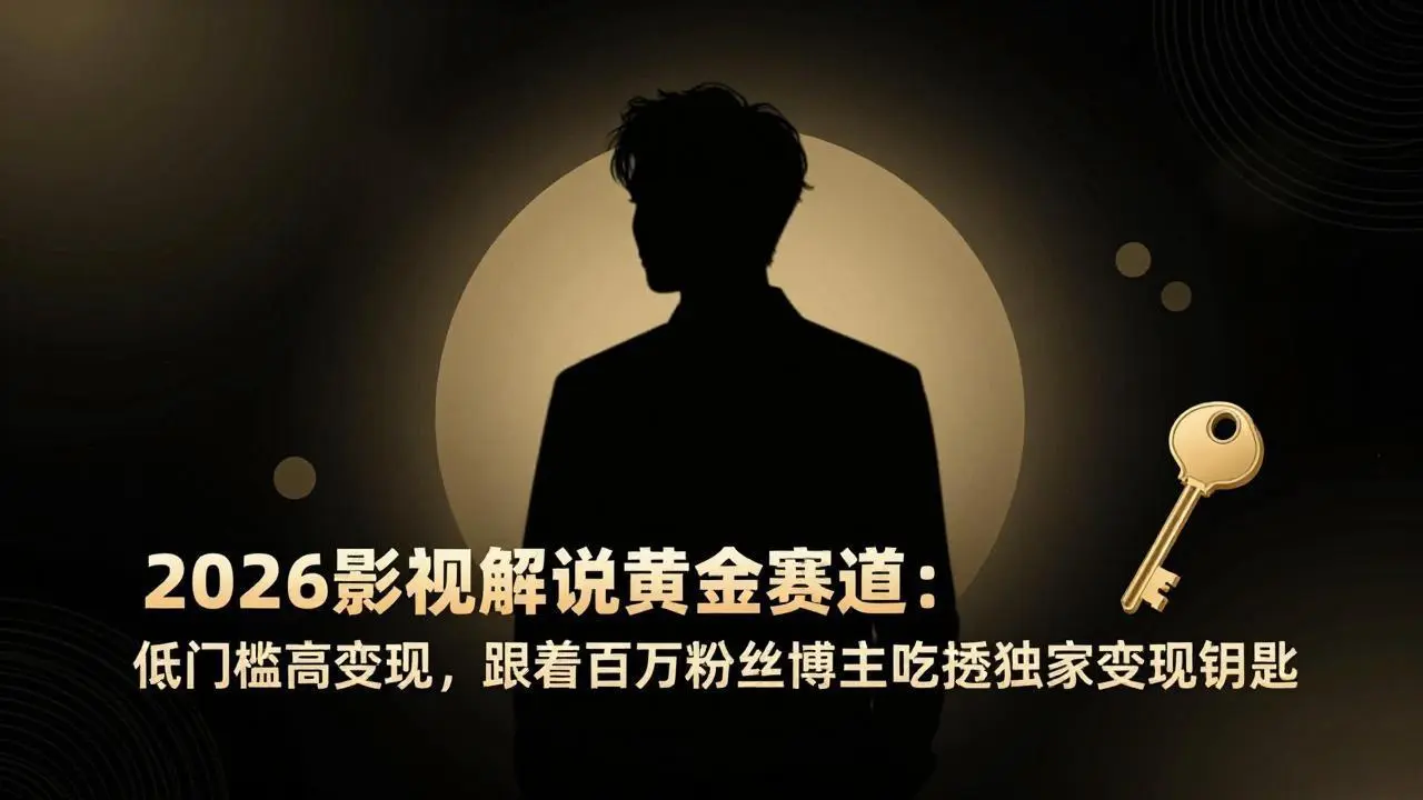 2026影视解说黄金赛道：低门槛高变现，跟着百万粉丝博主吃透独家变现钥匙-云峰项目库