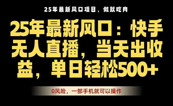 25年最新无人直播玩法，当天秒出单，一部手机就可操作-云峰项目库