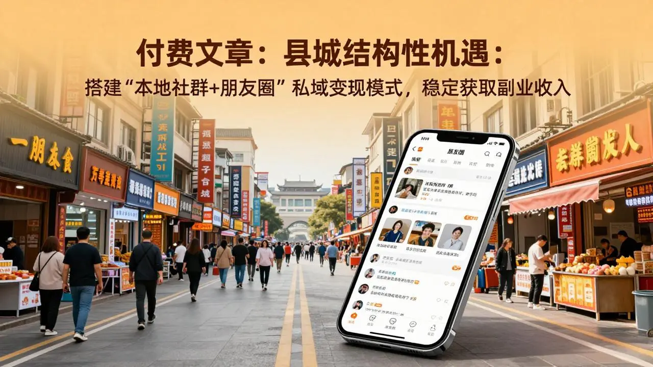 付费文章：县城结构性机遇：搭建“本地社群+朋友圈”私域变现模式，稳定获取副业收入-云峰项目库