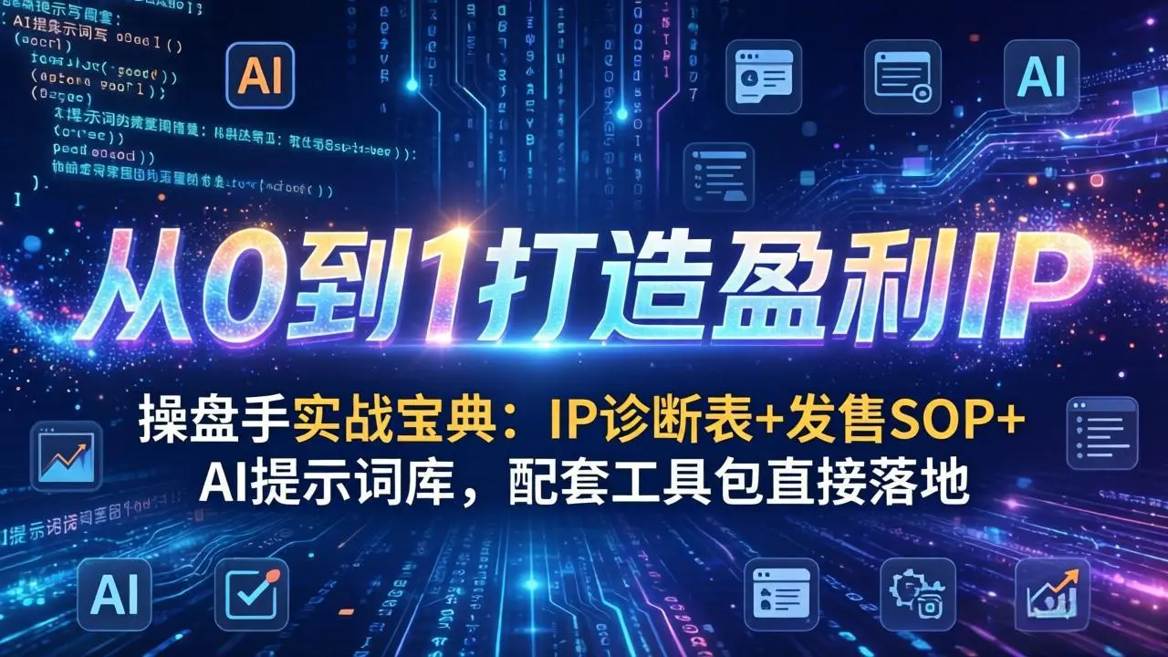 操盘手实战宝典：IP诊断表+发售SOP+AI提示词库，配套工具包直接落地，从0到1打造盈利IP-云峰项目库