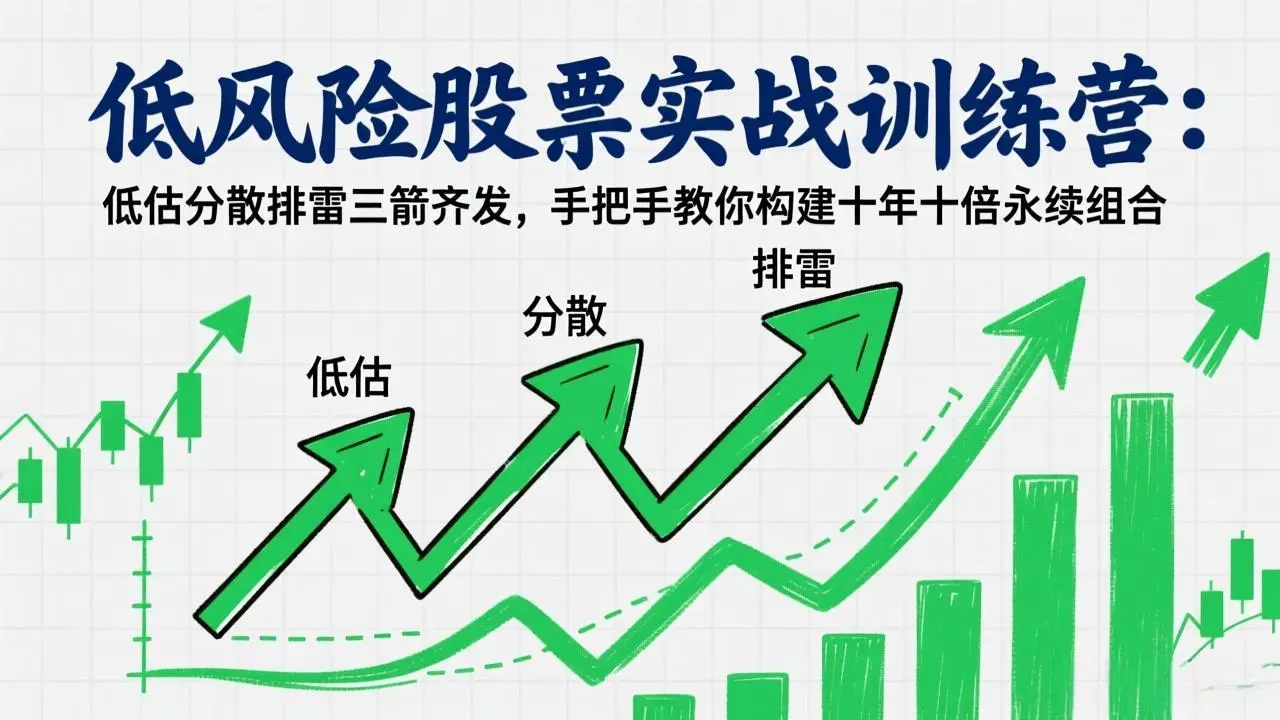 低风险股票实战训练营：低估分散排雷三箭齐发，手把手教你构建十年十倍永续组合-云峰项目库