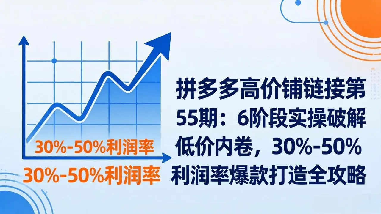 拼多多高价铺链接第55期：6阶段实操破解低价内卷，30%-50%利润率爆款打造全攻略-云峰项目库