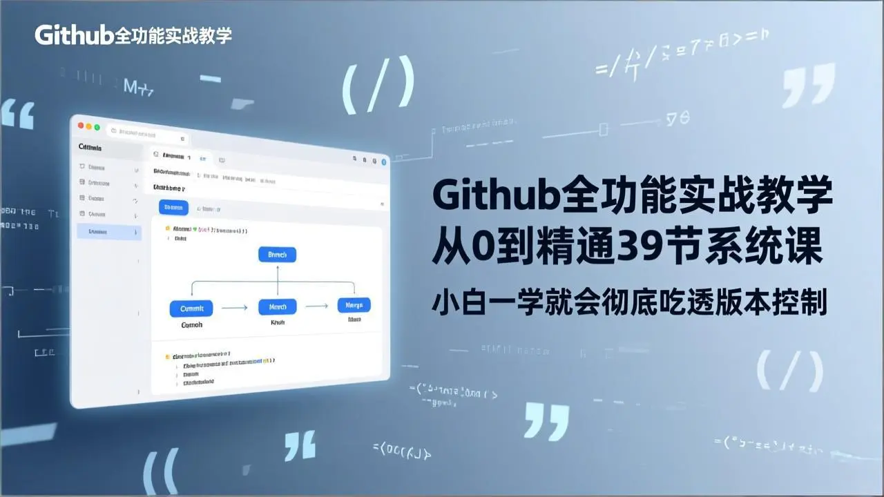 GitHub-全功能实战教学，从0到精通39节系统课，小白一学就会彻底吃透版本控制-云峰项目库